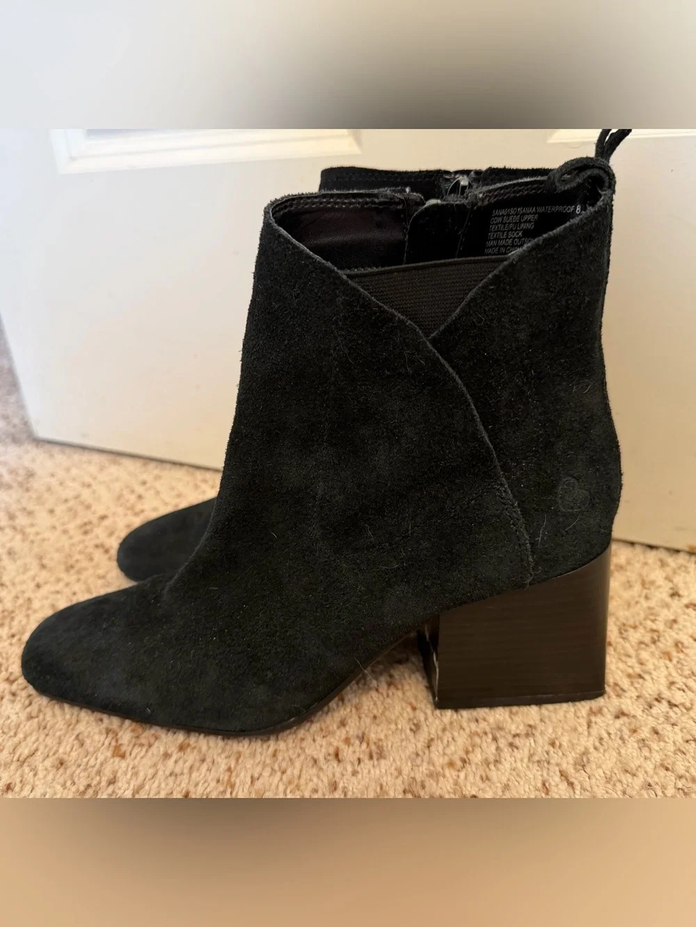 Blondo Waterproof Suede Block Heel Boots in Black, Size 8.5
